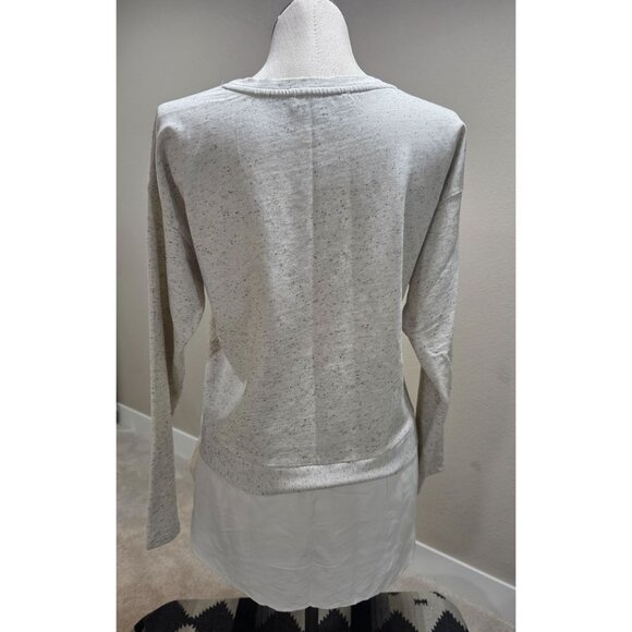Loft Womens Speckled Knit Long Sleeve Top With Tie Hem & Layered Hem Detail - Picture 7 of 7